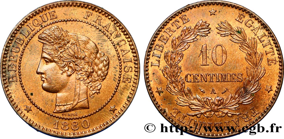 10 centimes Cérès 1880 Paris F.135/24 SPL62 