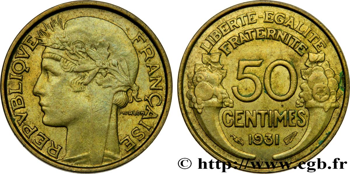 50 centimes Morlon, avec raisin sans fruit 1931  F.192/4 AU52 