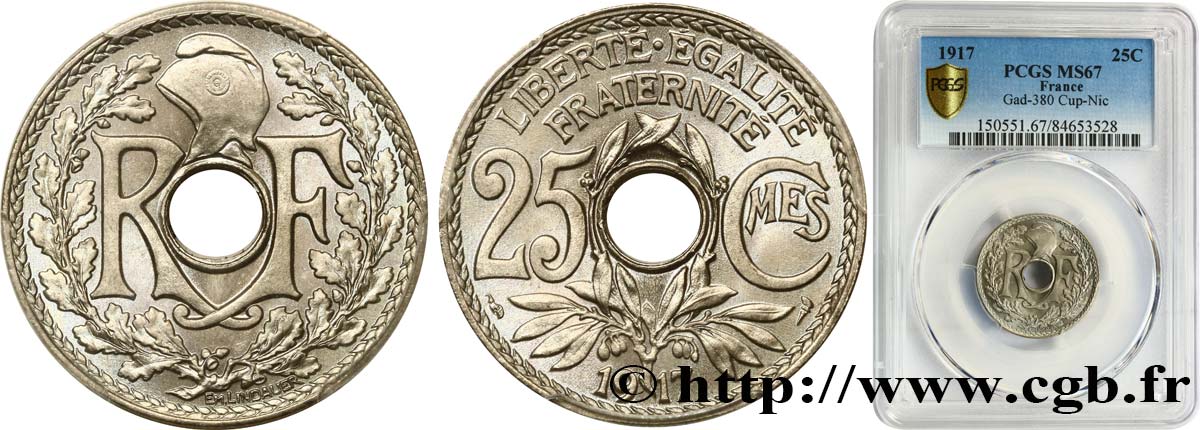 25 centimes Lindauer 1917  F.171/1 ST67 PCGS