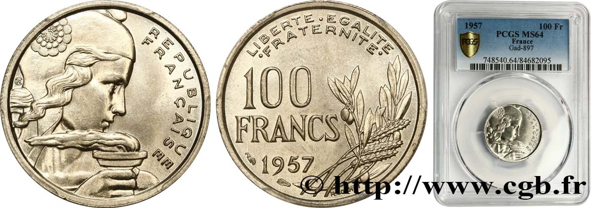 100 francs Cochet 1957  F.450/10 SPL64 PCGS