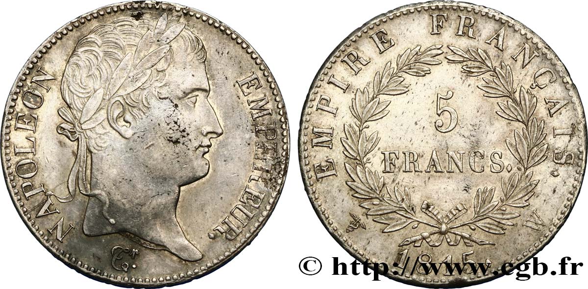 5 francs Napoléon Empereur, Cent-Jours 1815 Lille F.307A/9 fVZ 