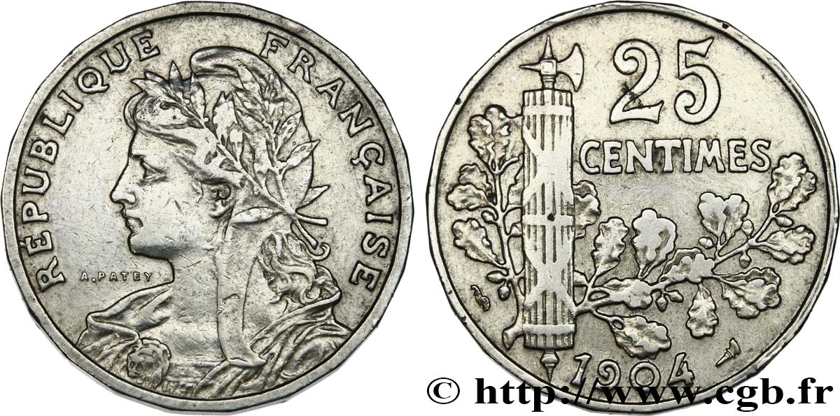 25 centimes Patey, 2e type 1904  F.169/2 VF 