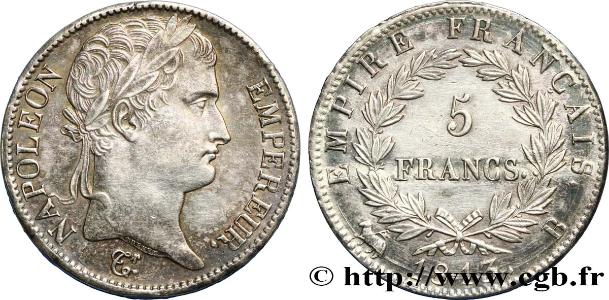 5 francs Napoléon Empereur, Empire français 1813 Rouen F.307/59 MBC+ 