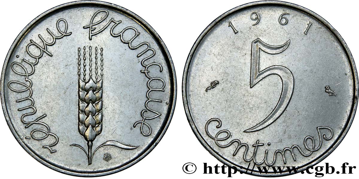 5 centimes Épi 1961  F.124/3 EBC58 