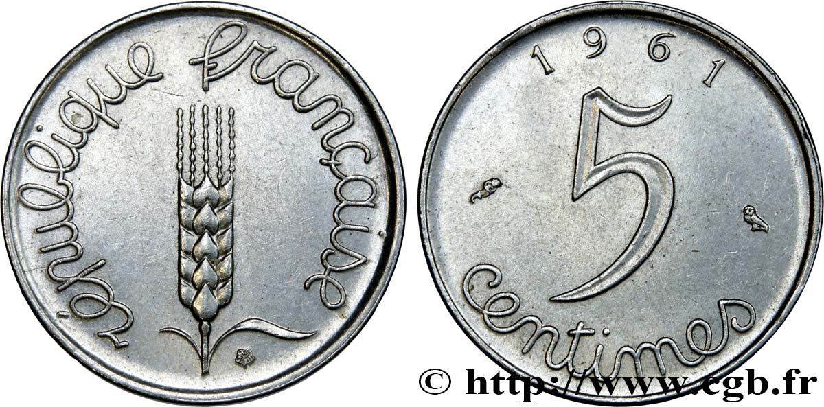 5 centimes Épi 1961  F.124/3 SPL58 