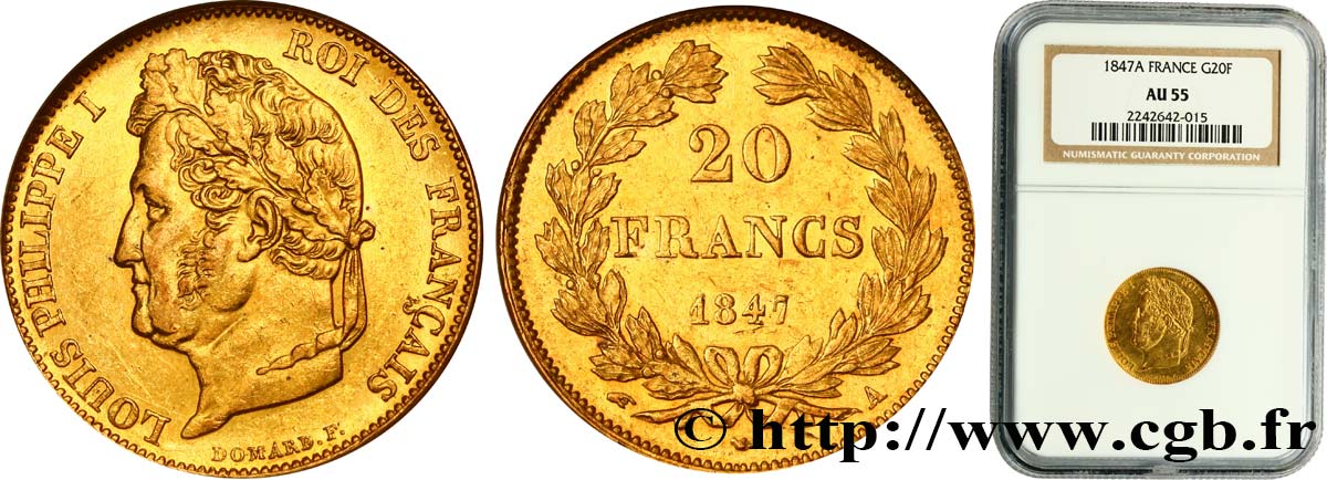 20 francs or Louis-Philippe, Domard 1847 Paris F.527/37 SPL55 NGC