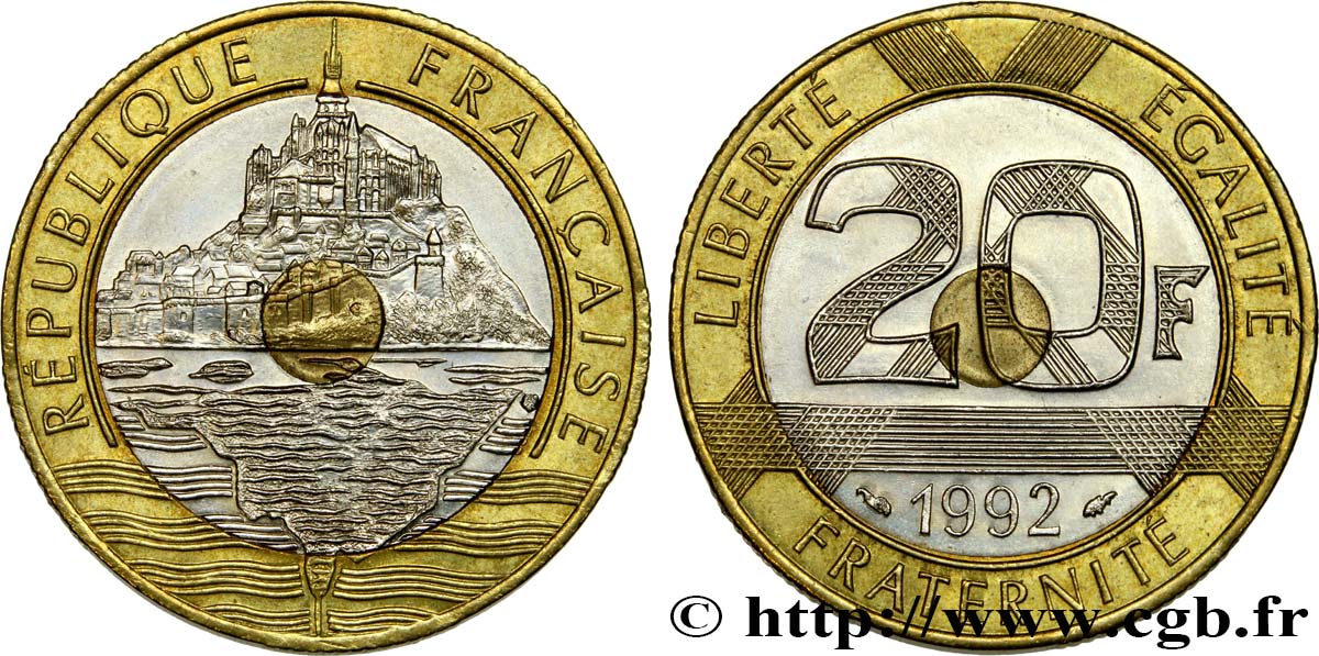 20 francs Mont Saint-Michel 1992 Pessac F.403/2 MS63 