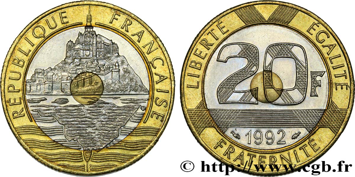 20 francs Mont Saint-Michel 1992 Pessac F.403/2 MS63 