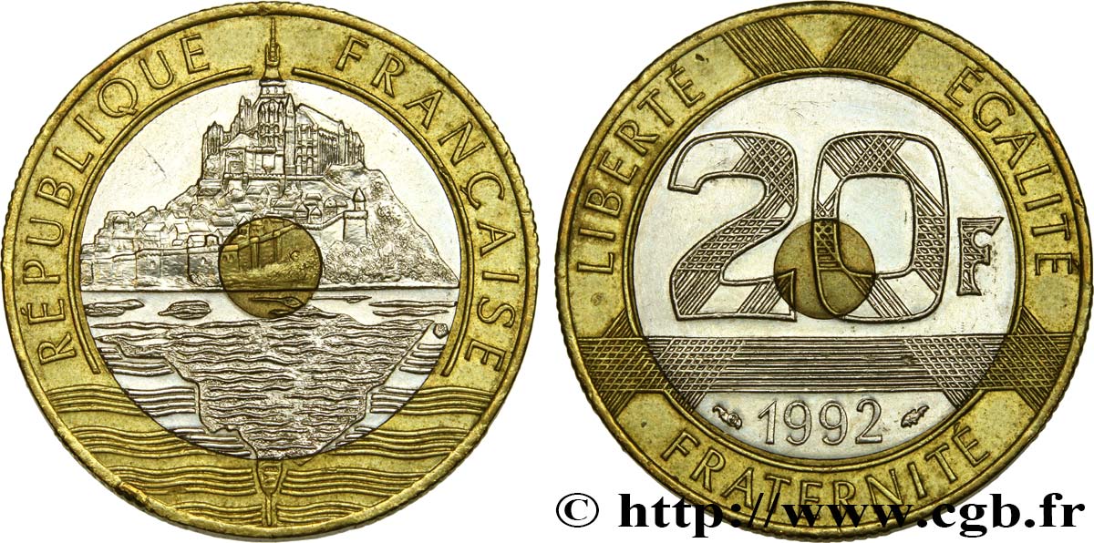 20 francs Mont Saint-Michel 1992 Pessac F.403/2 AU52 