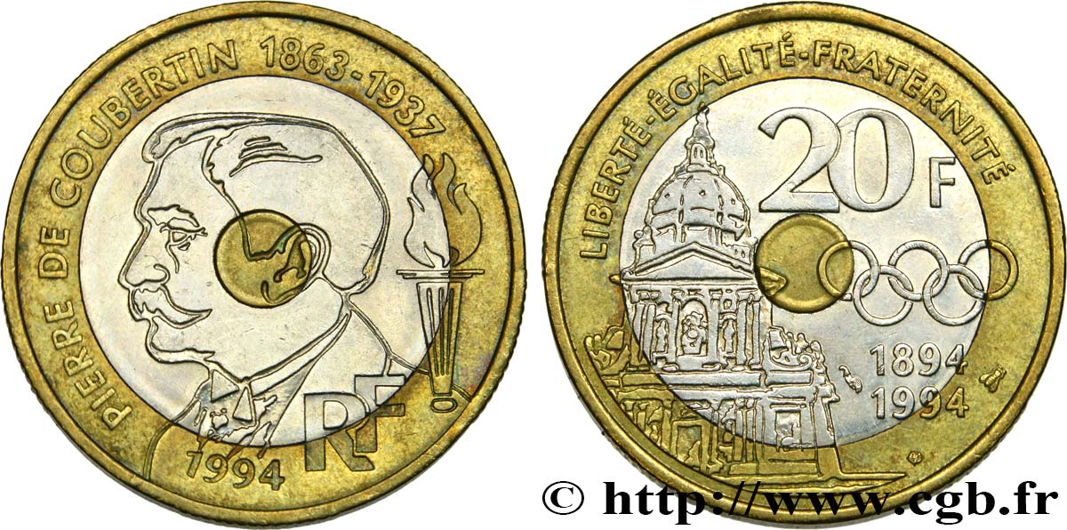 20 francs Pierre de Coubertin 1994 Pessac F.405/2 SUP55 