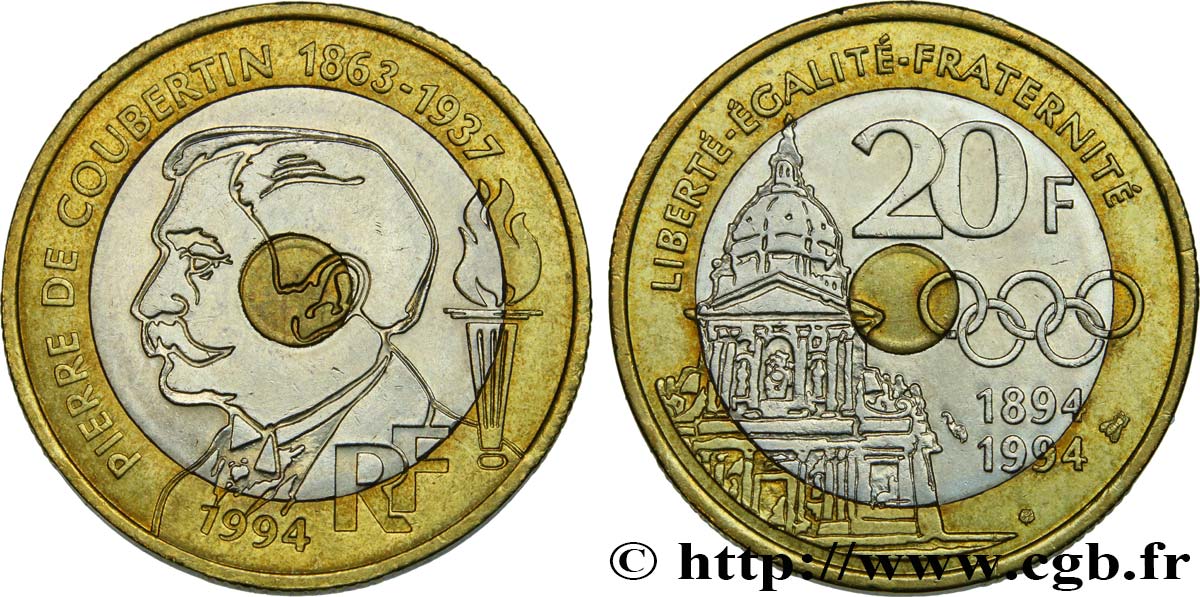 20 francs Pierre de Coubertin 1994 Pessac F.405/2 VZ55 