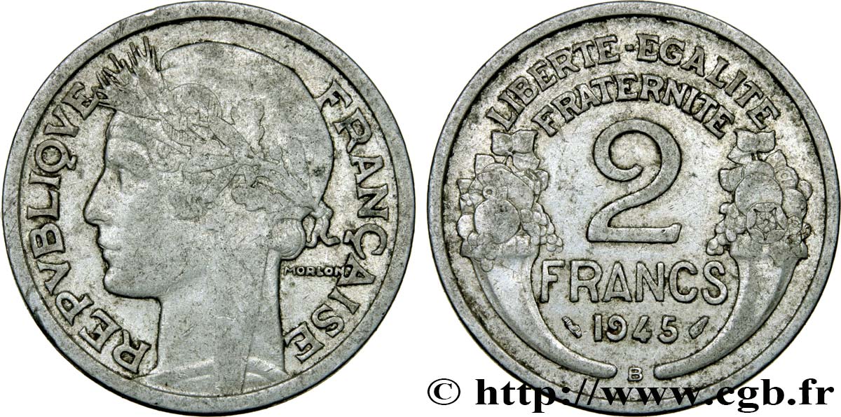 2 francs Morlon, aluminium 1945 Beaumont-Le-Roger F.269/6 TB35 