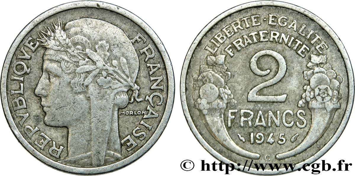 2 francs Morlon, aluminium 1945 Castelsarrasin F.269/7 TB30 