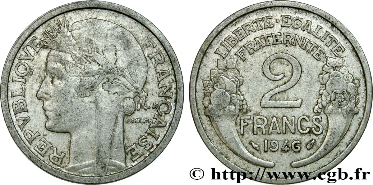 2 francs Morlon, aluminium 1946  F.269/8 TTB45 