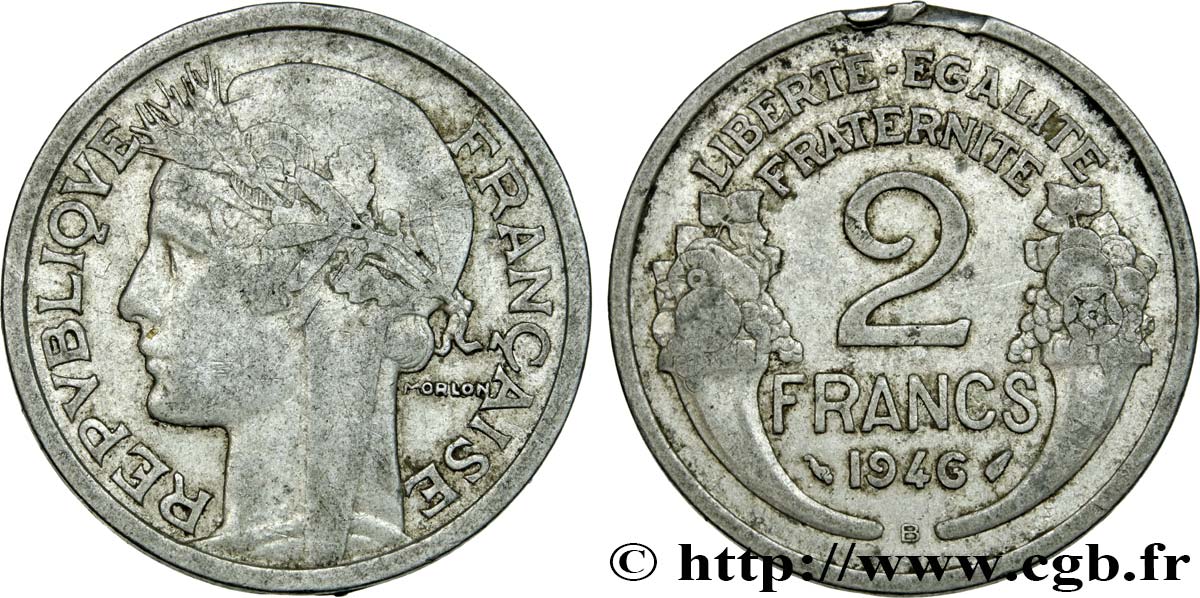 2 francs Morlon, aluminium 1946 Beaumont-Le-Roger F.269/9 MB 