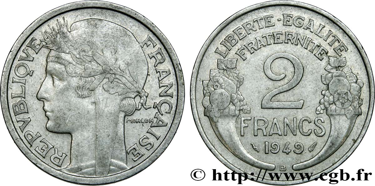 2 francs Morlon, aluminium 1949 Beaumont-Le-Roger F.269/15 AU50 