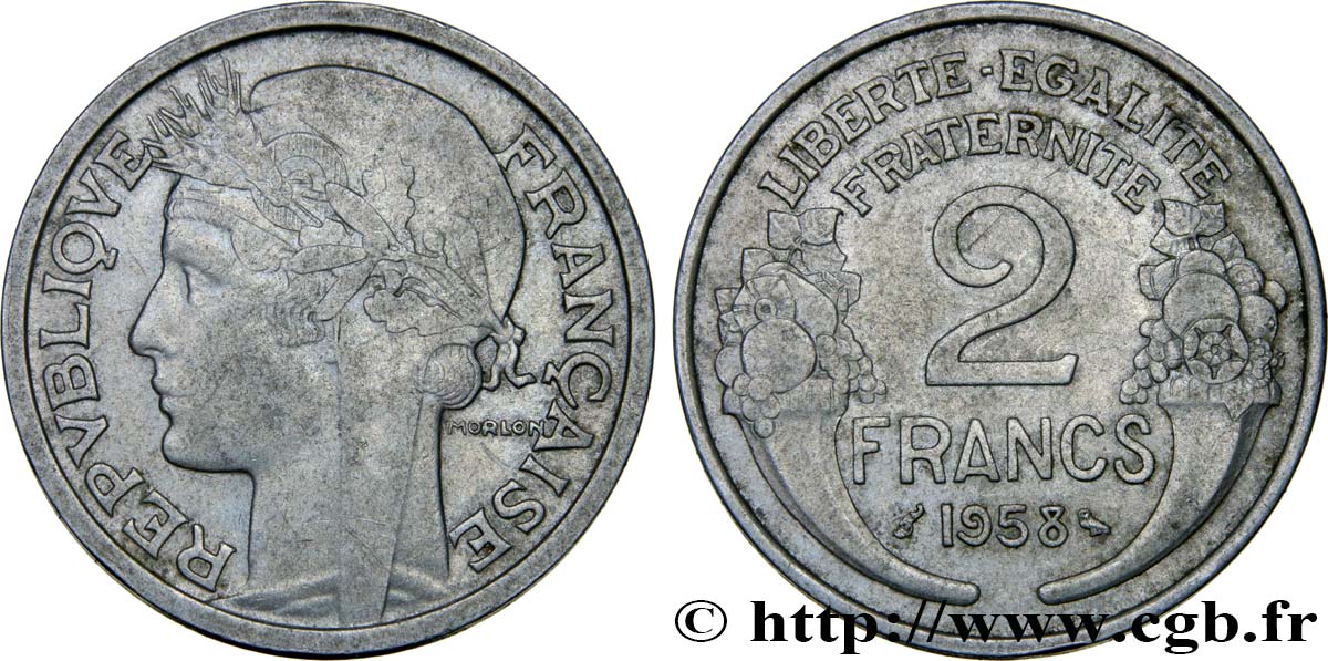2 francs Morlon, aluminium 1958  F.269/18 TTB52 