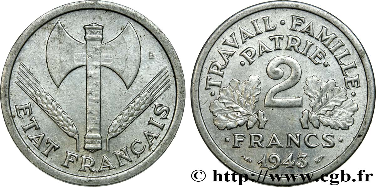 2 francs Francisque 1943  F.270/2 VZ55 