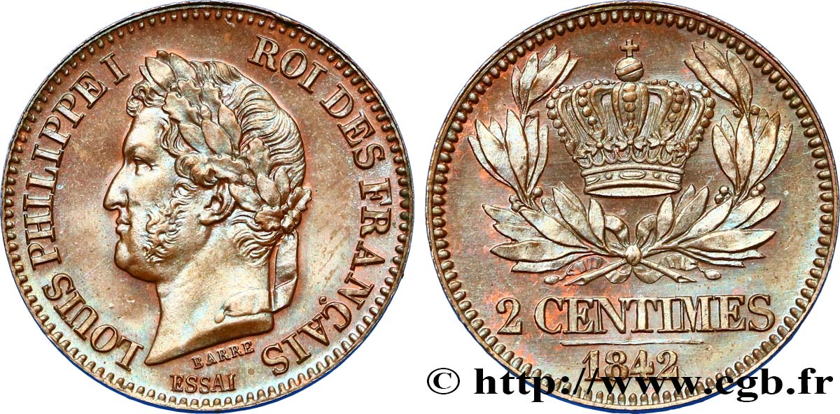 Essai de 2 centimes 1842 Paris VG.2935  MS64 
