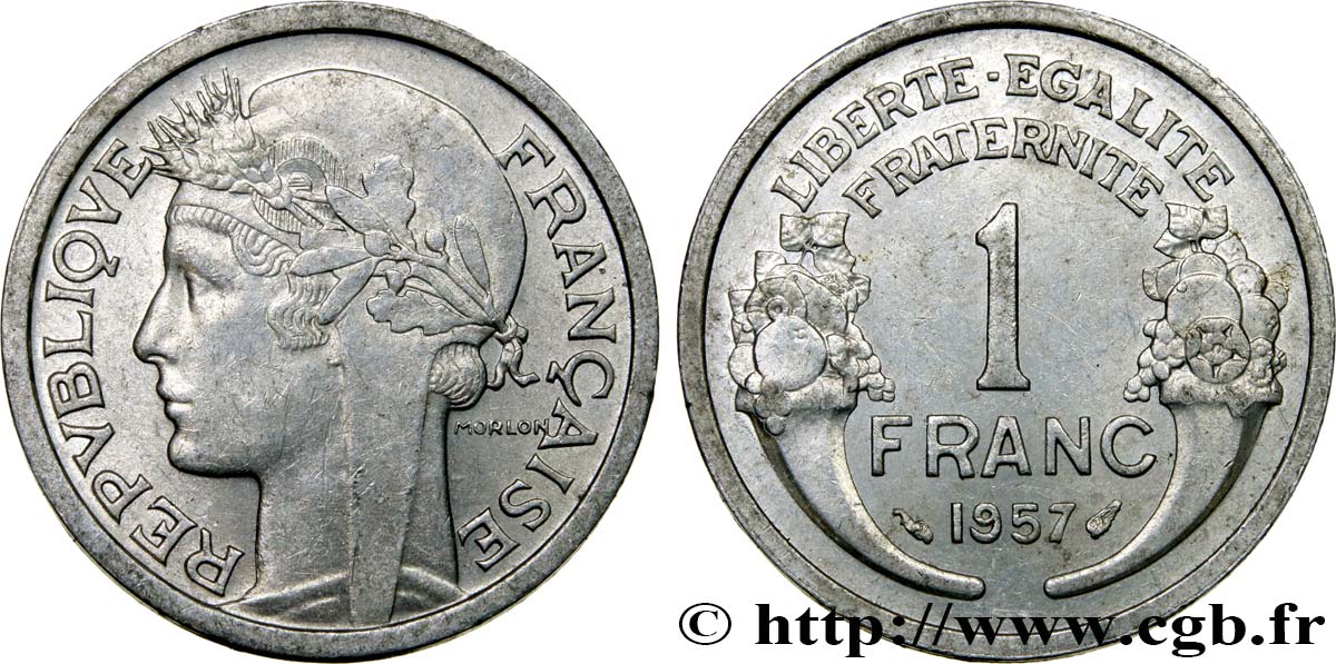 1 franc Morlon, légère 1957  F.221/19 AU55 