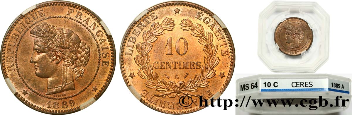 10 centimes Cérès 1889 Paris F.135/34 MS64 GENI