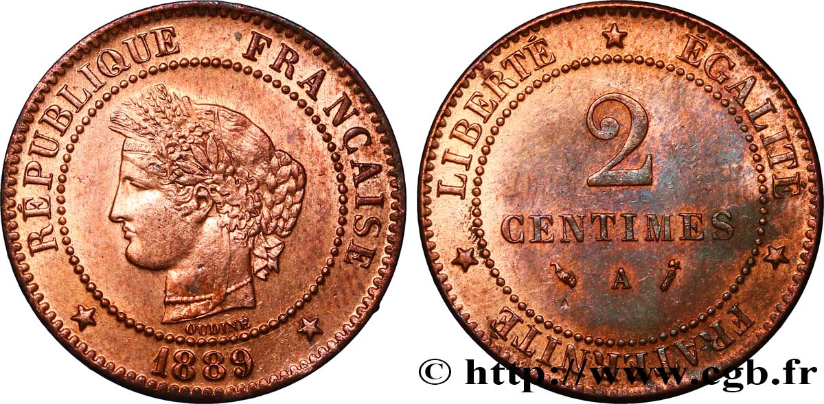 2 centimes Cérès 1889 Paris F.109/15 MBC+ 