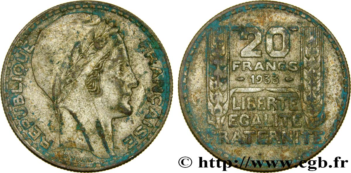 20 francs Turin, rameaux courts 1933  F.400/4 VF 