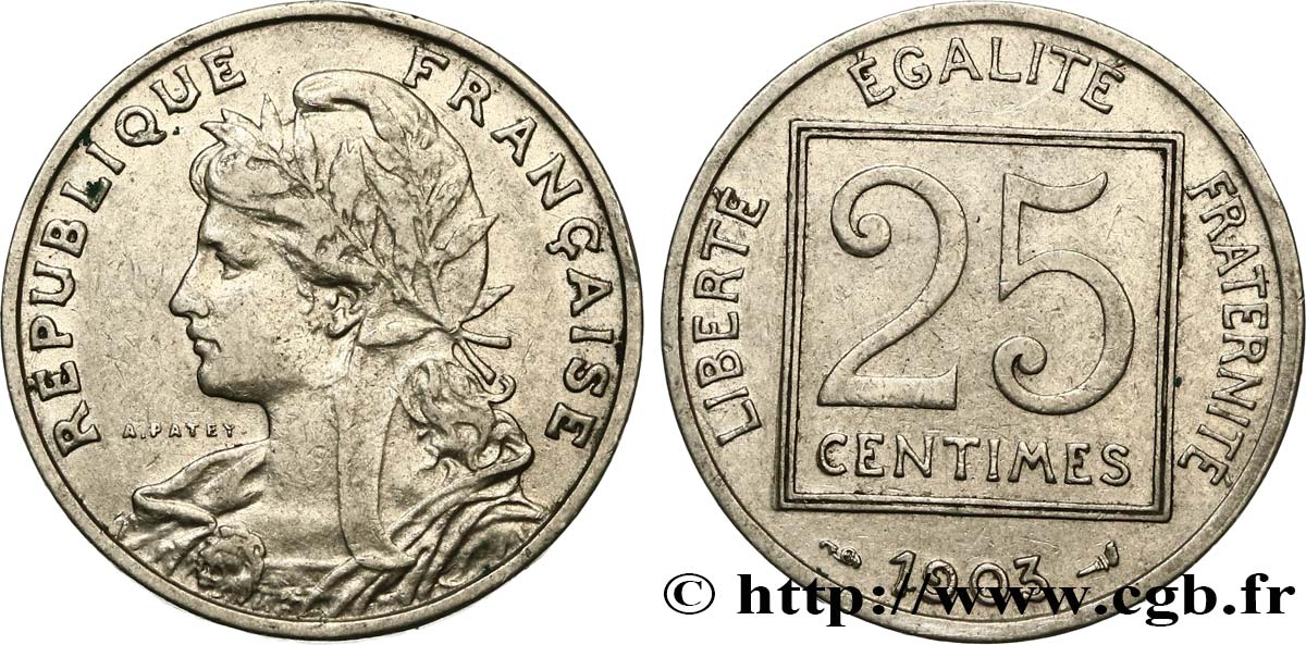 25 centimes Patey, 1er type 1903  F.168/3 TTB40 