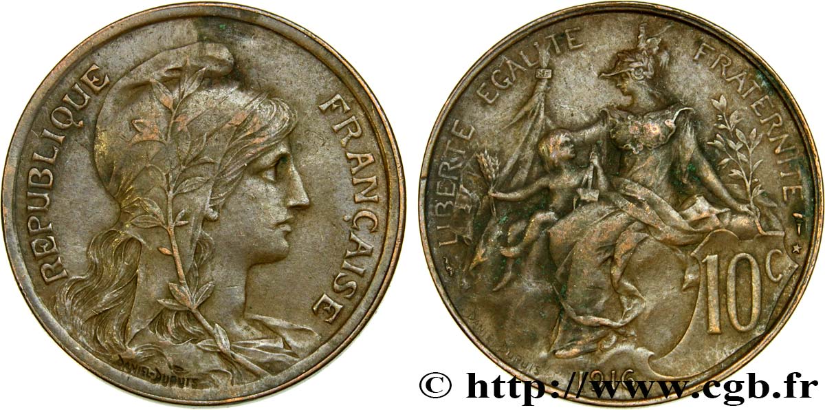 10 centimes Daniel-Dupuis 1916  F.136/27 TTB50 