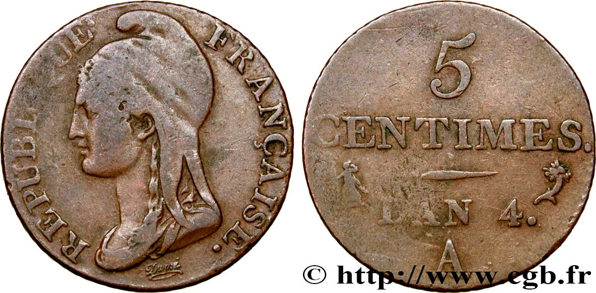 5 centimes Dupré, petit module 1796 Paris F.113/1 TB35 