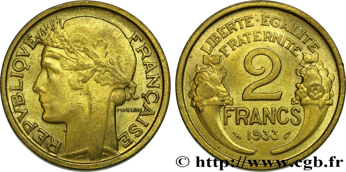 2 francs Morlon 1933  F.268/5 AU54 