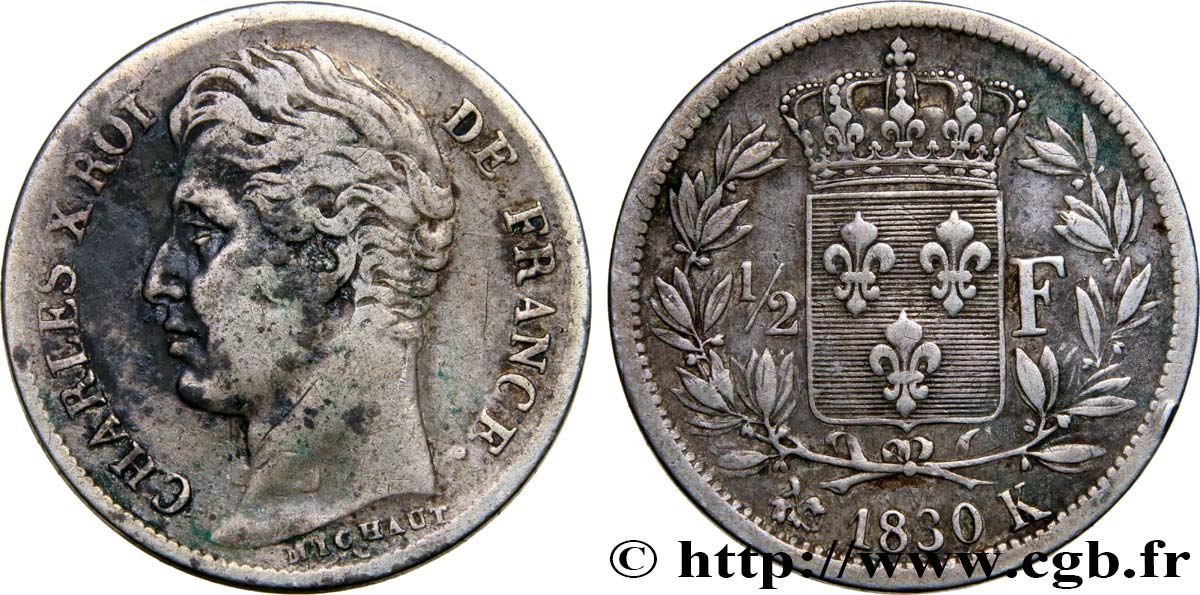 1/2 franc Charles X 1830 Bordeaux F.180/51 BB40 