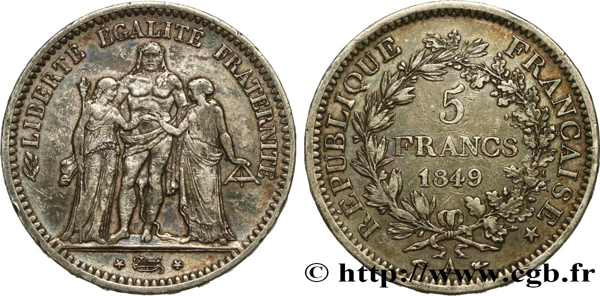 5 francs Hercule, IIe République 1849 Paris F.326/5 MB35 