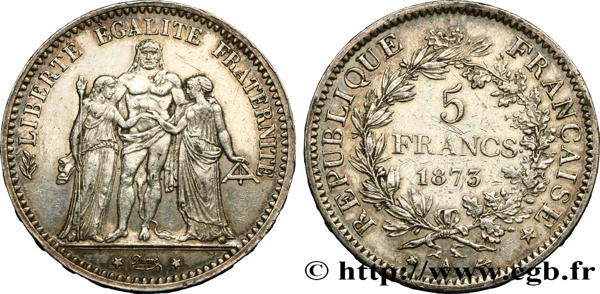 5 francs Hercule 1873 Paris F.334/9 TTB 