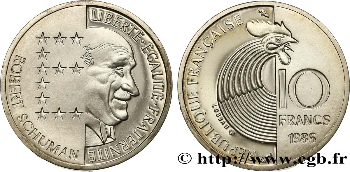 Belle Épreuve argent 10 francs Schuman 1986  F5.1303 2 FDC 