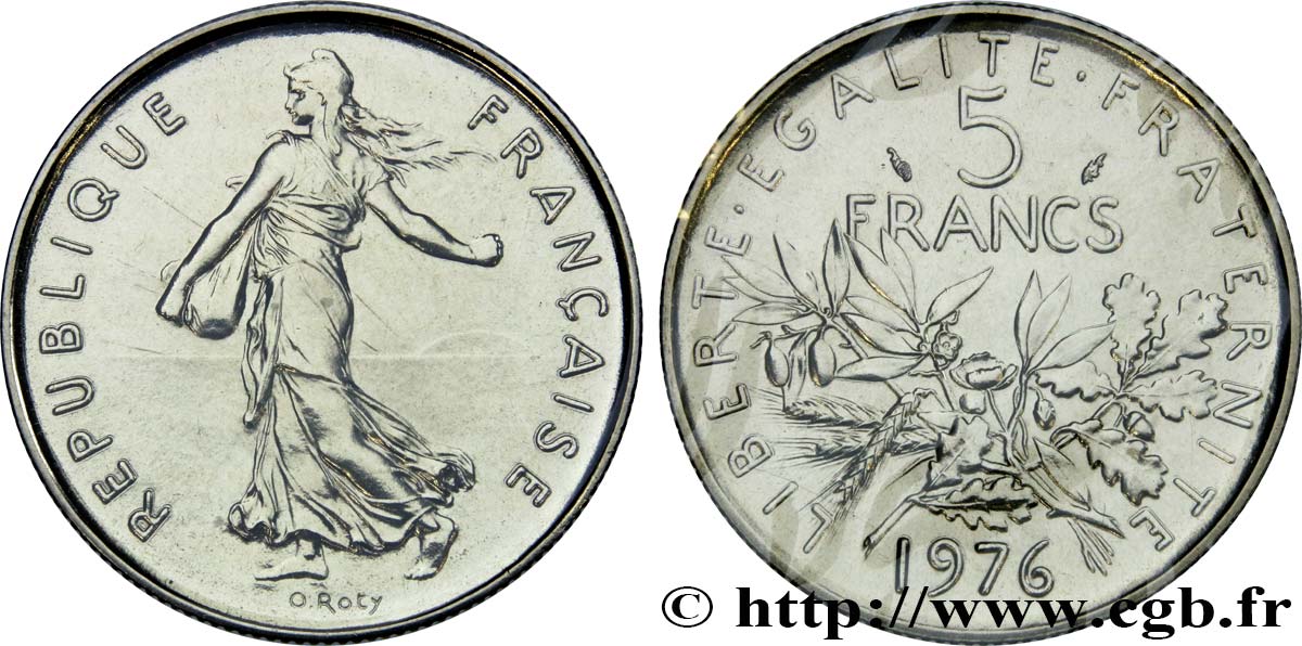 5 francs Semeuse, nickel 1976 Pessac F.341/8 ST 