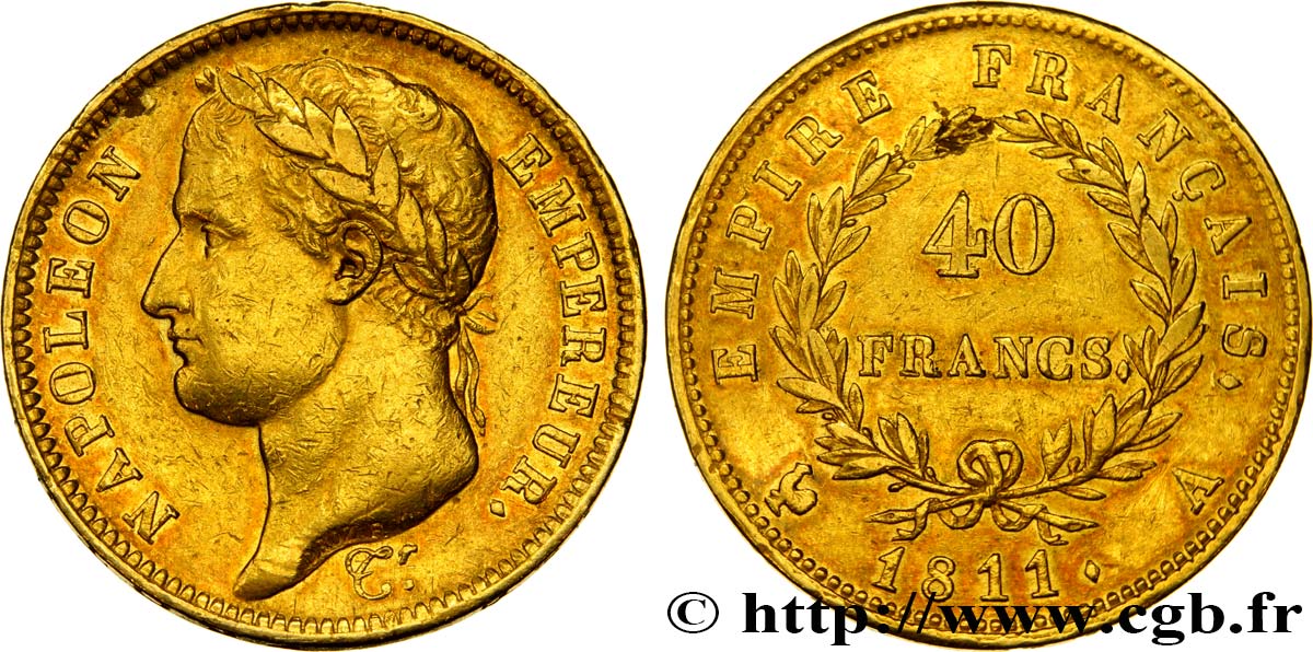 40 francs or Napoléon tête laurée, Empire français 1811 Paris F.541/6 BB48 