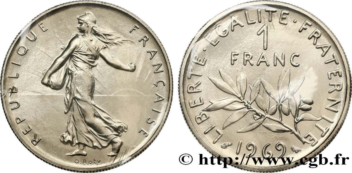 1 franc Semeuse, nickel 1969 Paris F.226/14 fST 