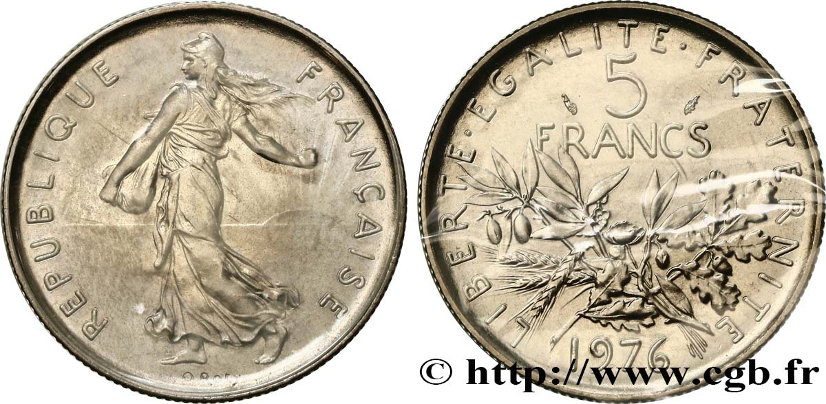 5 francs Semeuse, nickel 1976 Pessac F.341/8 MS 