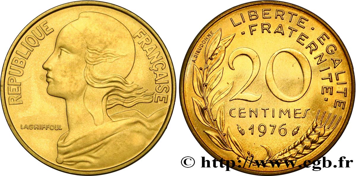 20 centimes Marianne 1976 Pessac F.156/16 SPL 