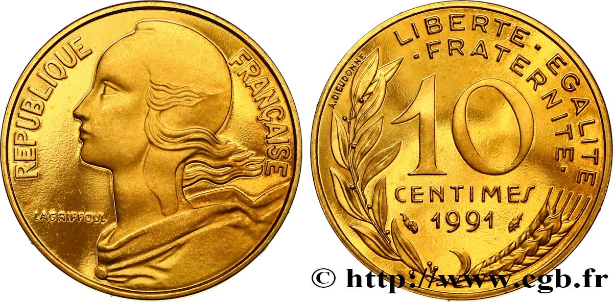 10 centimes Marianne, BE (Belle Épreuve) 1991 Pessac F.144/31 var. MS 