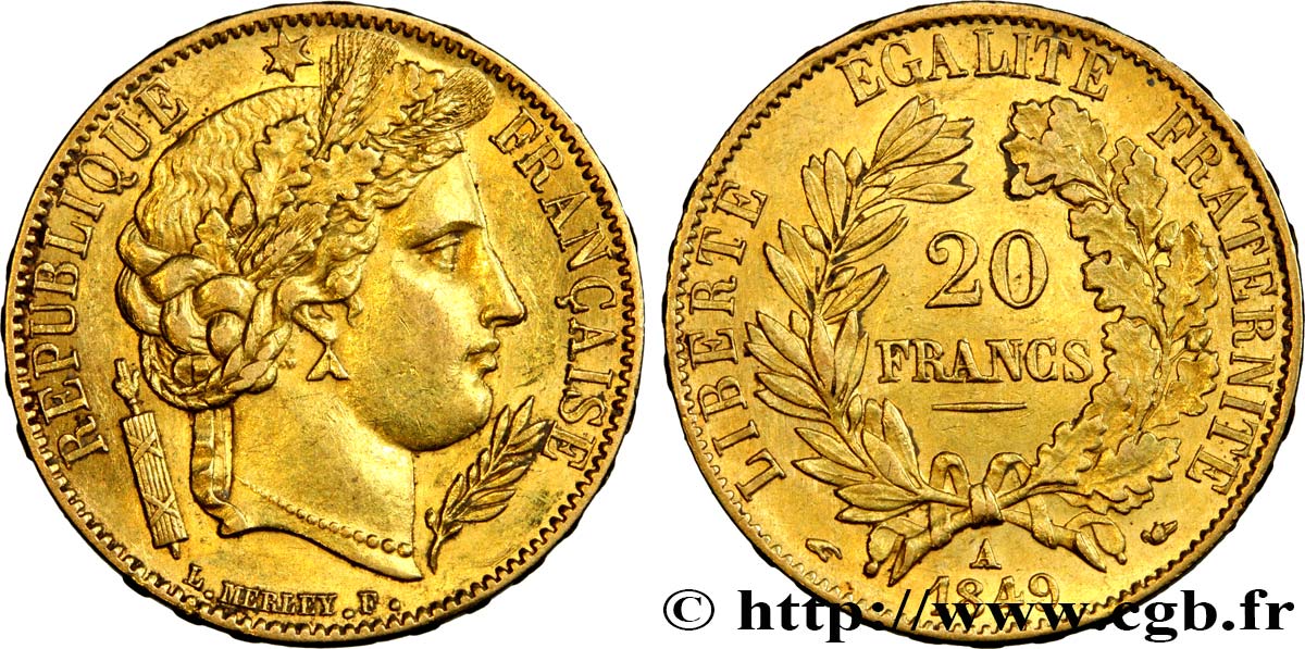 20 francs or Cérès 1849 Paris F.529/1 SS52 