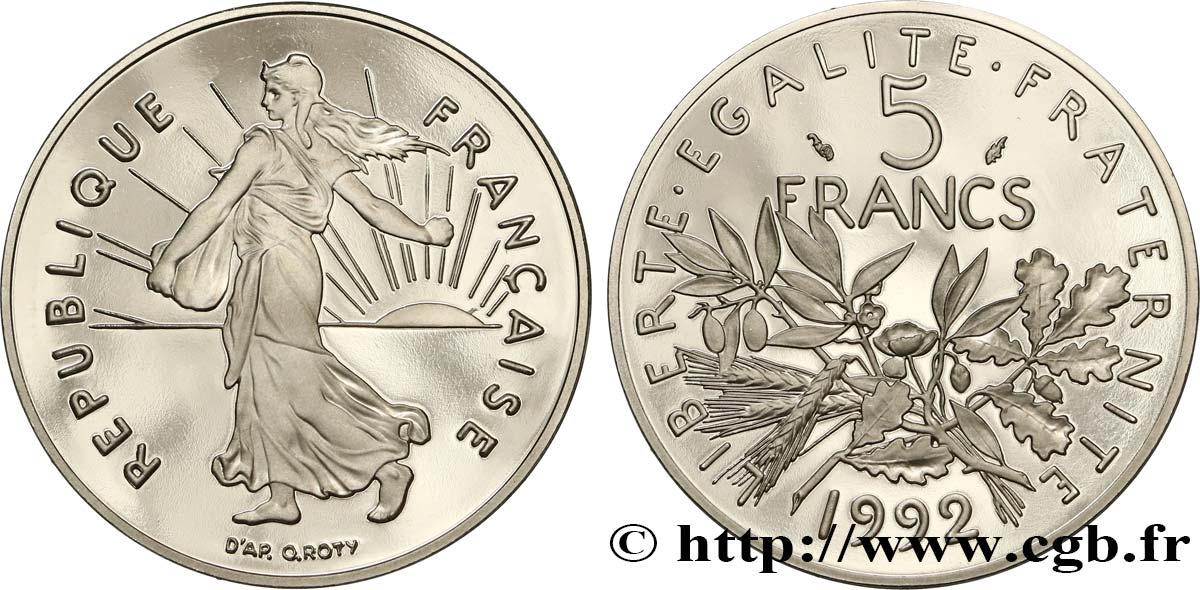 5 francs Semeuse, nickel, BE (Belle Épreuve) 1992 Pessac F.341/25 var. MS 