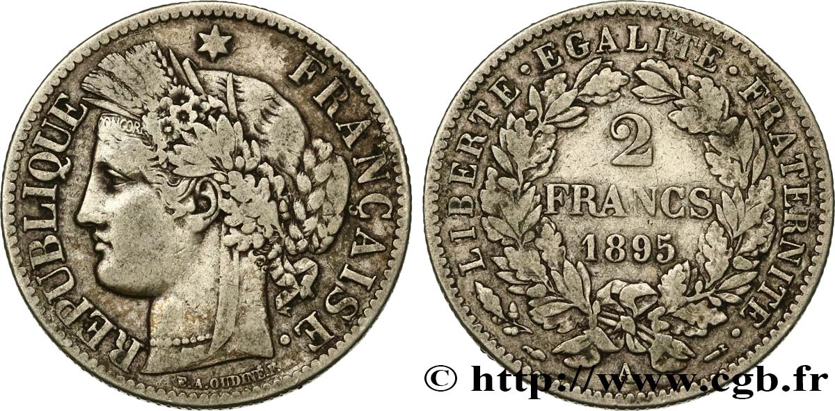 2 francs Cérès, avec légende 1895 Paris F.265/17 TB30 