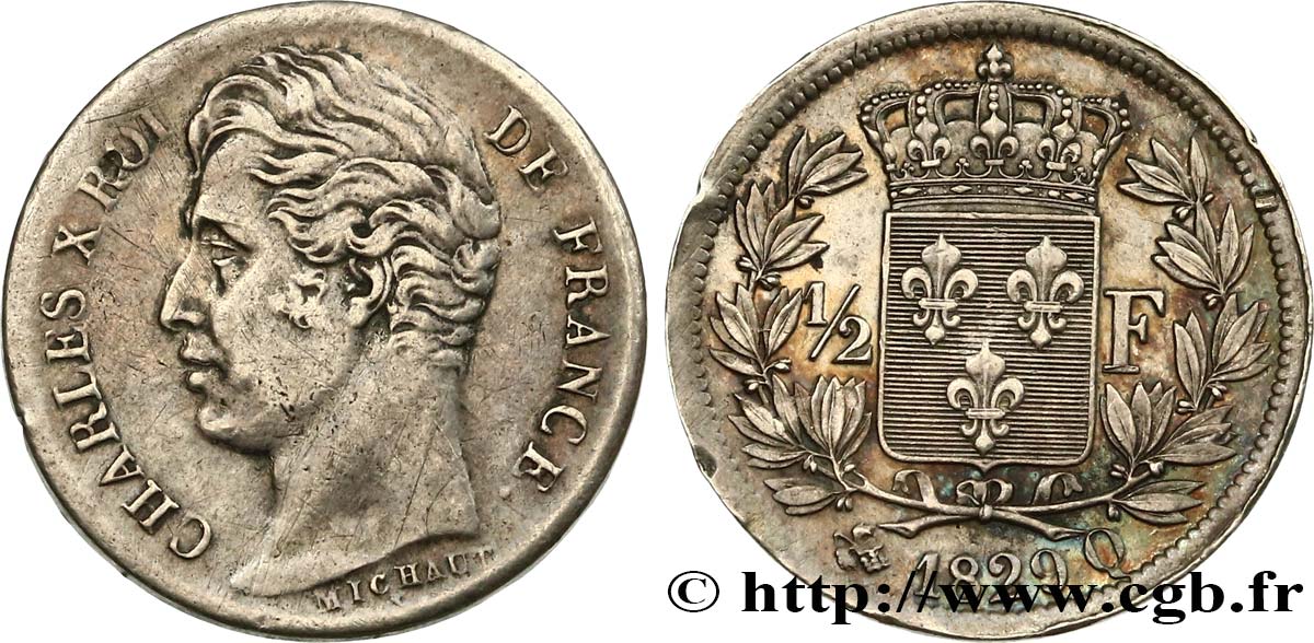 1/2 franc Charles X 1829 Perpignan F.180/47 TTB+ 