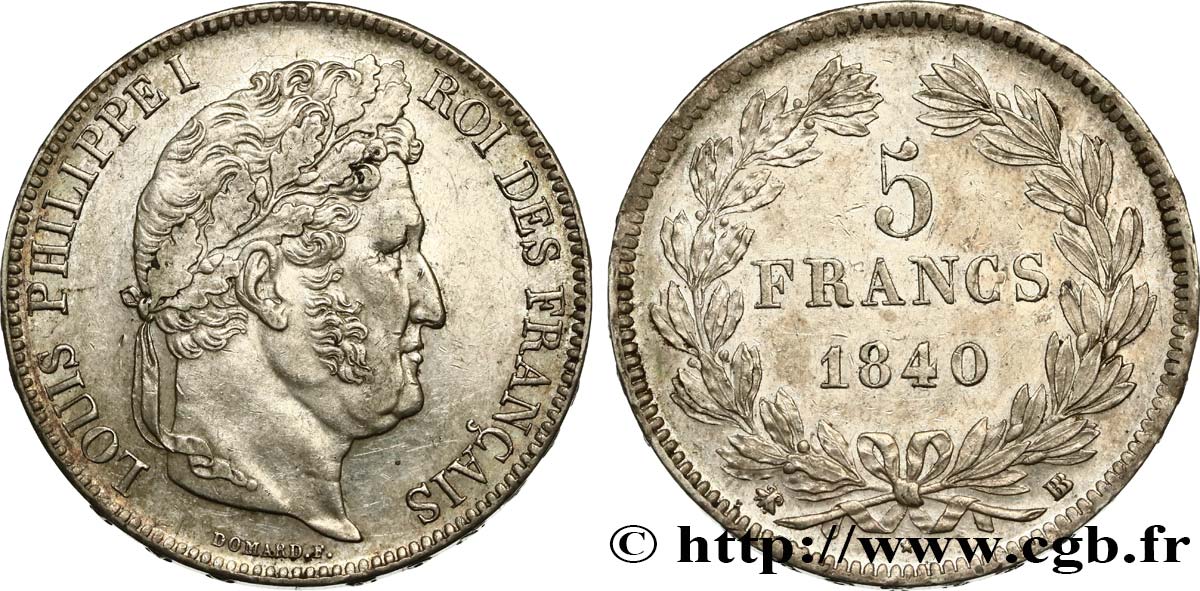 5 francs IIe type Domard 1840 Strasbourg F.324/85 XF48 