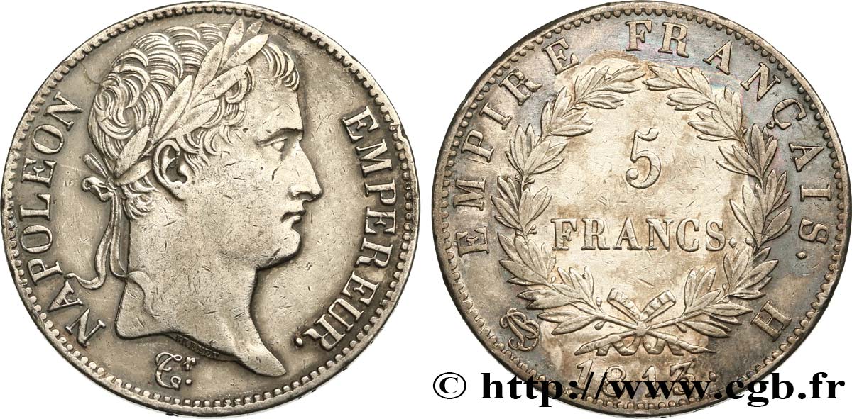 5 francs Napoléon Empereur, Empire français 1813 La Rochelle F.307/63 SS40 