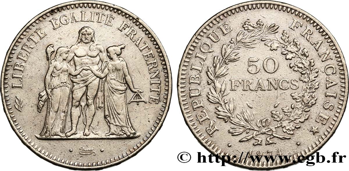 50 francs Hercule, avers de la 20 francs 1974  F.426/1 BC+ 