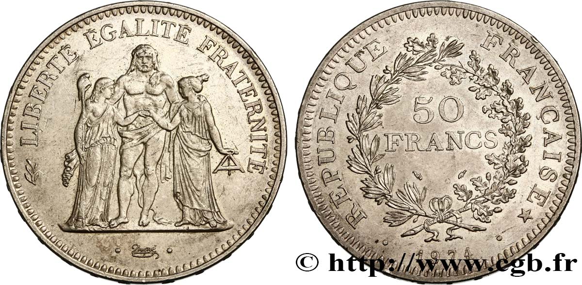 50 francs Hercule, avers de la 20 francs 1974  F.426/1 TTB50 