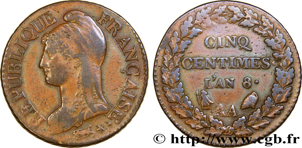 Cinq centimes Dupré, grand module 1800 Metz F.115/102 TTB45 